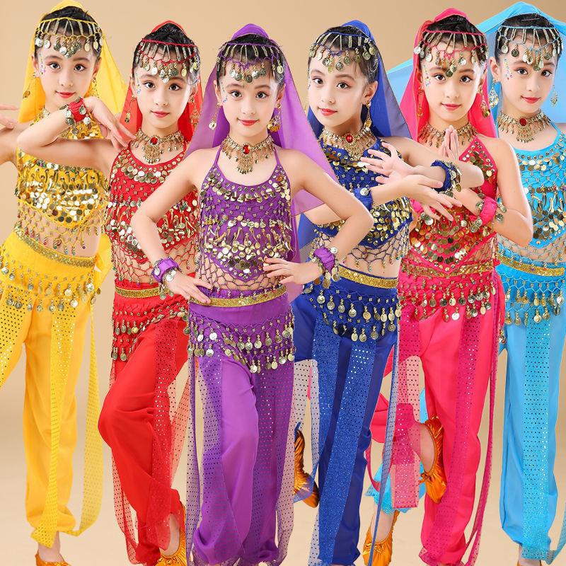 六一儿童印度舞服装女童幼儿园肚皮舞新疆天竺少女民族舞蹈演出服
