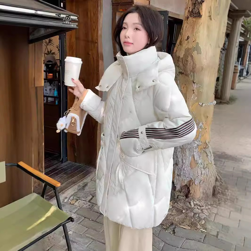 2024 nueva moda coreana suelta y gruesa chaqueta de algodón con capuchón chaqueta de algodón de moda
