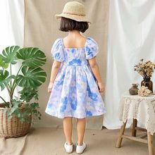 女童棉绸裙泡泡袖连衣裙2025夏季新款清凉宽松中大童碎花裙洋气