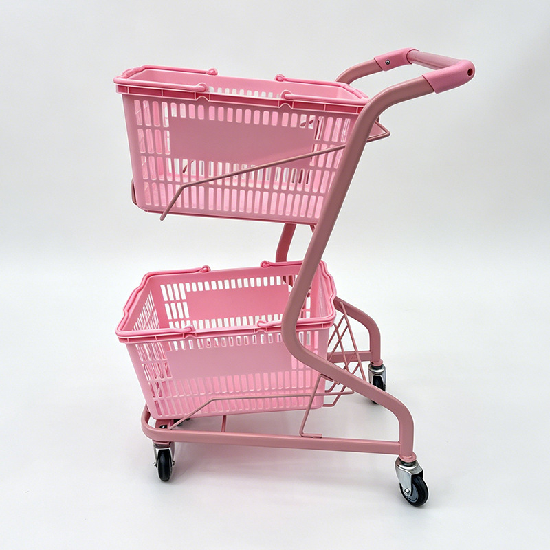 Carrito de Compra Doble de Acero para Adultos para Tiendas y Centros Comerciales