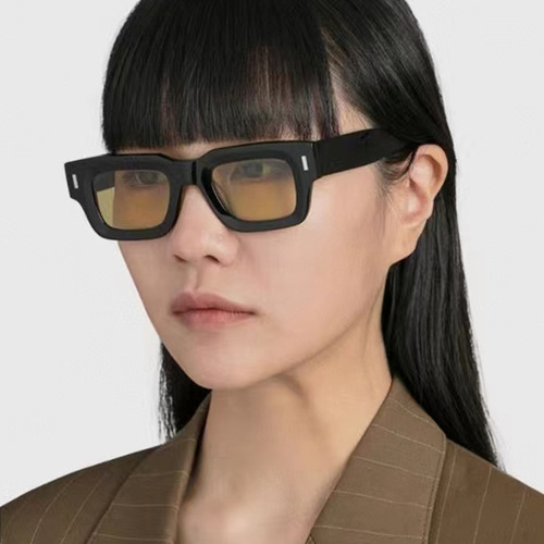 Square 2024 New Model Thick Rim Sunglasses Wholesale Sunglasses Cross-border Plastic Rivet UV Protective Sunglasses
