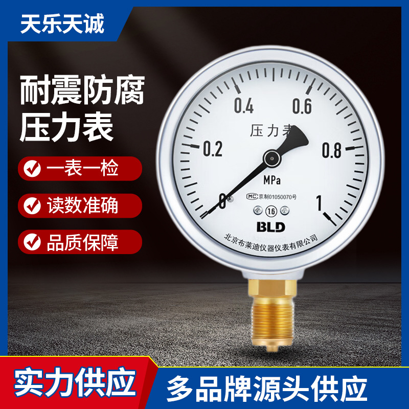 北京布莱迪耐震压力表YTN-150 0～2.5MPa1.6级M20X1.5径向无边