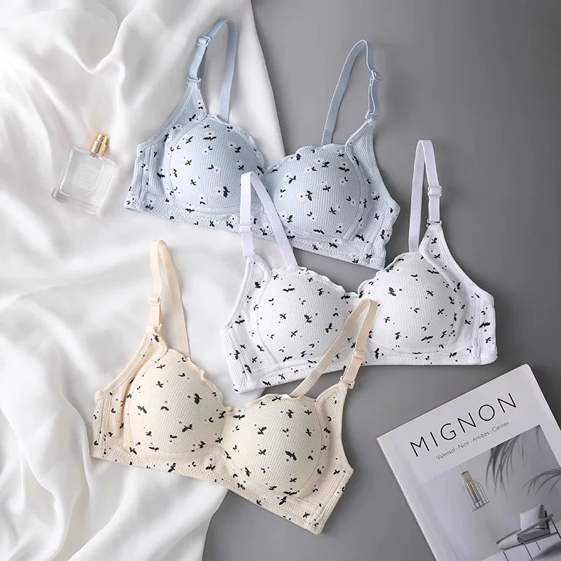 Бюстгальтер-топ, летний тонкий беспроводной бюстгальтер, push-up бюстгальтер, защитное нижнее белье, нижнее белье, цветочный принт