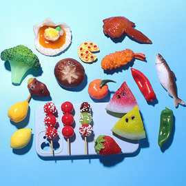 冰箱贴贴片4 食玩蔬菜水果手机壳棍面包鸡腿食玩树脂装饰DIY配件