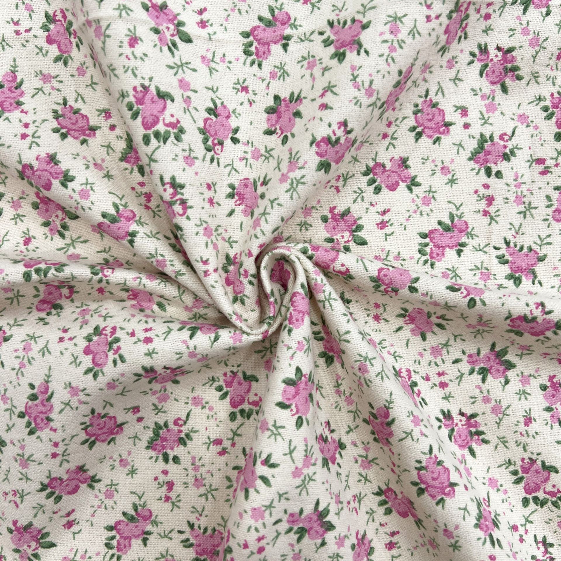 22078#茹果花-DZ01-4#卡其印粉花