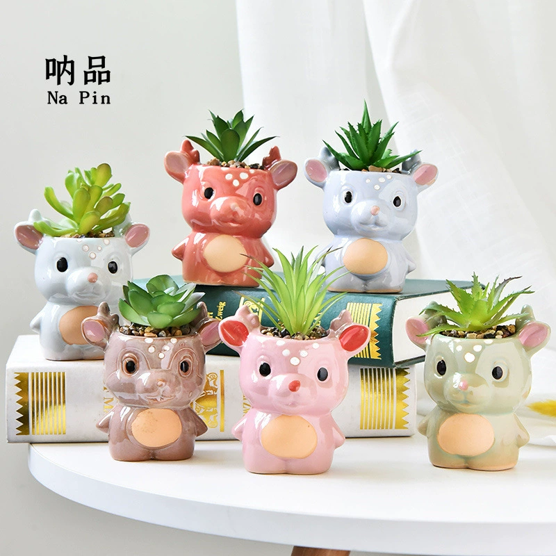 Suopin внешней торговли экспорт керамический животный цветочный горшок трансграничный оптовый олень животное керамический цветочный горшок для суккулентов
