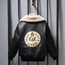 加绒/不加绒童装男童皮衣加绒加厚儿童秋冬夹克外套洋气宝宝大衣