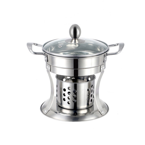 Stainless steel dry pot takeaway hot pot alcohol stove set pot self-service single hot pot shabu shabu pot outdoor picnic hot pot
