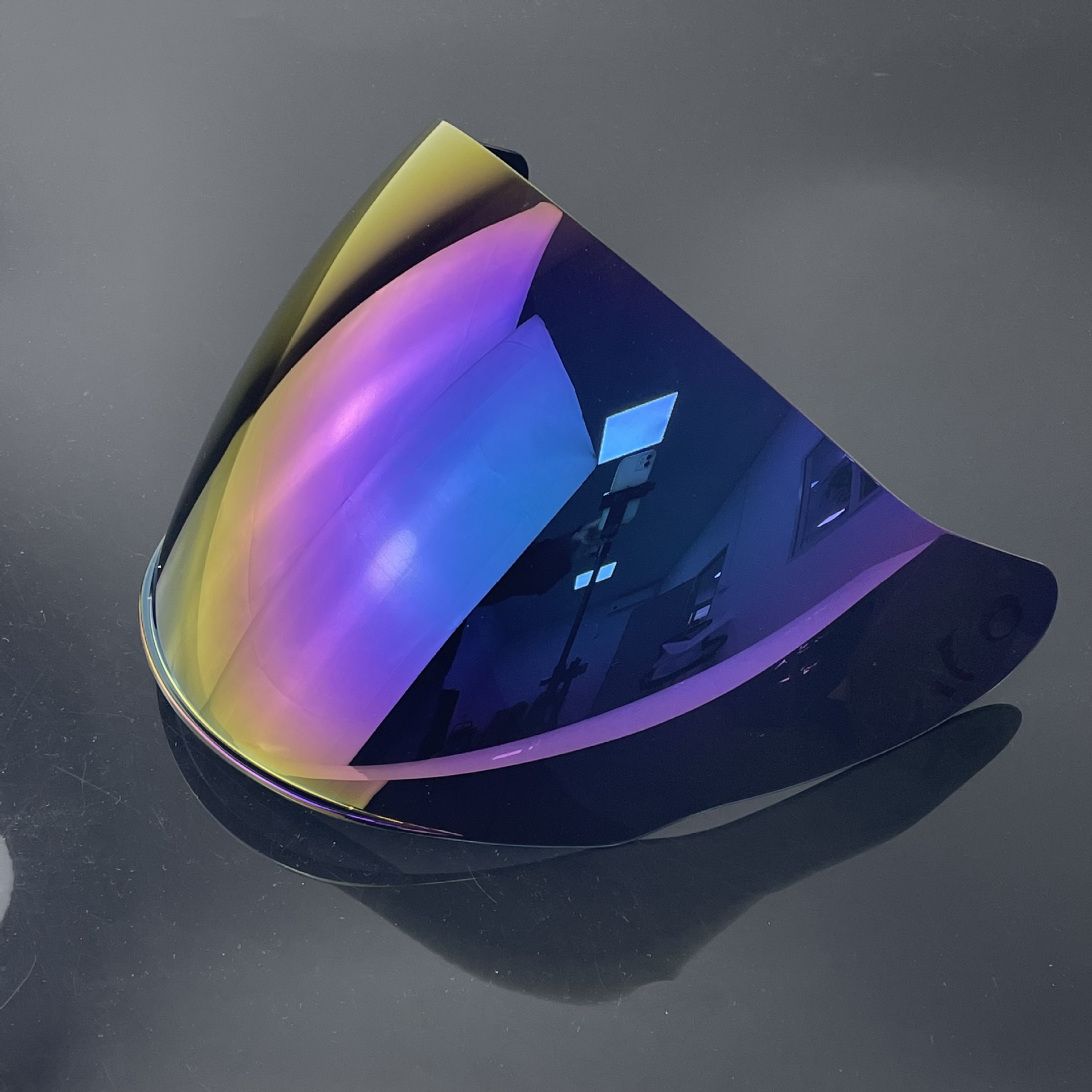 Of608 Helmet Lens Is Sun-Proof and Uv-Resistant, Motorcycle Three-Quarter Helmet Reinforced Electroplated Mirror Surface
