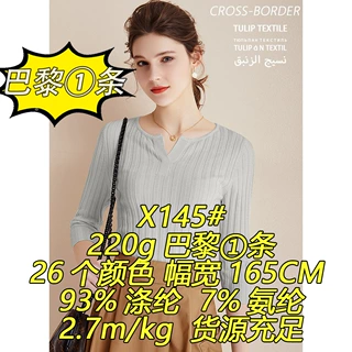 X145#220g巴黎①条单筋坑条高弹贴身软糯亲肤跨境出口针织面料