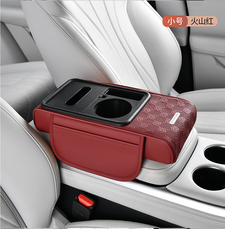 Car Universal Multifunctional Armrest Box Heightening Pad with Tissue Box and Cup Holder for Car Interior