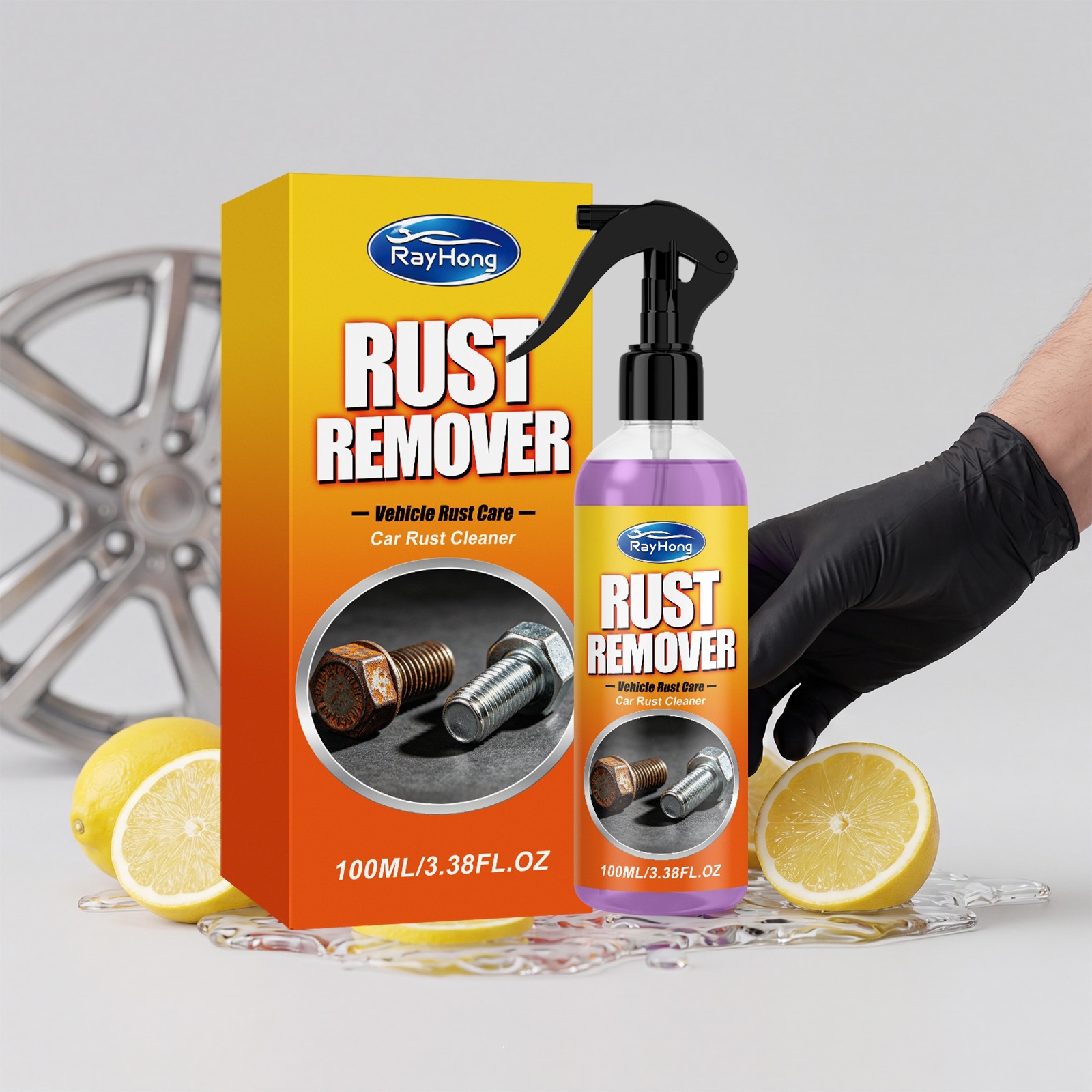 Rayhong Car Rust Remover, Metal Parts Rust Removal and Cleaning Agent, Car Hardware Cleaning Spray