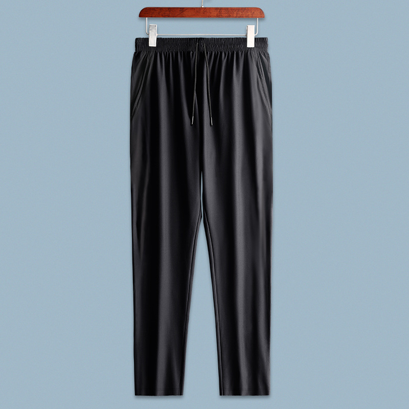 Pantalones deportivos, pantalones de hielo para hombres, delgados de verano, pantalones de entrenamiento de baloncesto, pantalones de entrenamiento relajados de nueve puntos