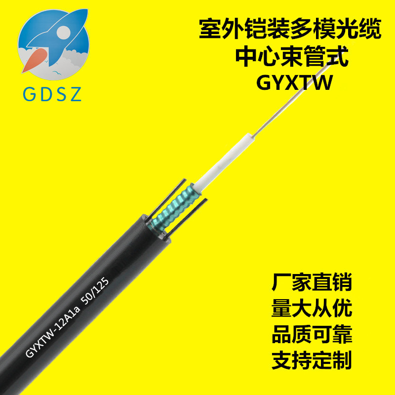 GYXTW multi-mode armored monitoring optical cable OM4 wholesale 4-core 6-core 8-core 12-core 10 gigabit beam tube multi-mode optical fiber