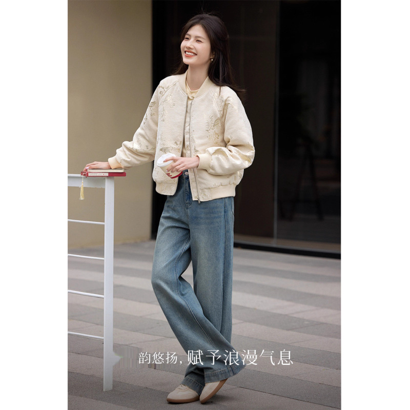 XWI欣未新中式提花肌理感棒球服外套女秋季今年流行国风夹克上衣|undefined