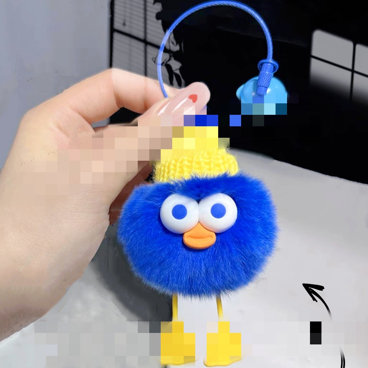 Real Rex conejo piel divertido bola elfo llavero ojos grandes pato muñeca regalo llavero bolsa colgante