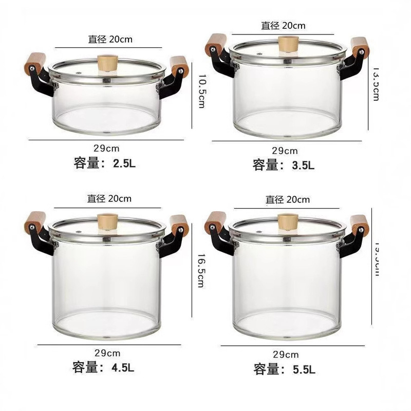 跨境高硼硅玻璃炖锅耐高温奶锅透明家用汤锅泡面碗电陶炉用玻璃锅|undefined