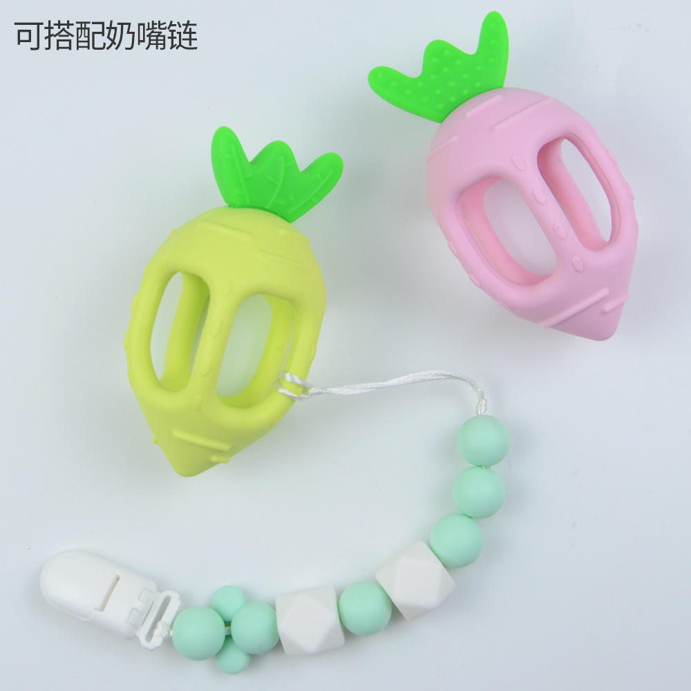 亚马逊新品食品级硅胶婴儿牙胶玩具套装 宝宝防吃手磨牙棒批发