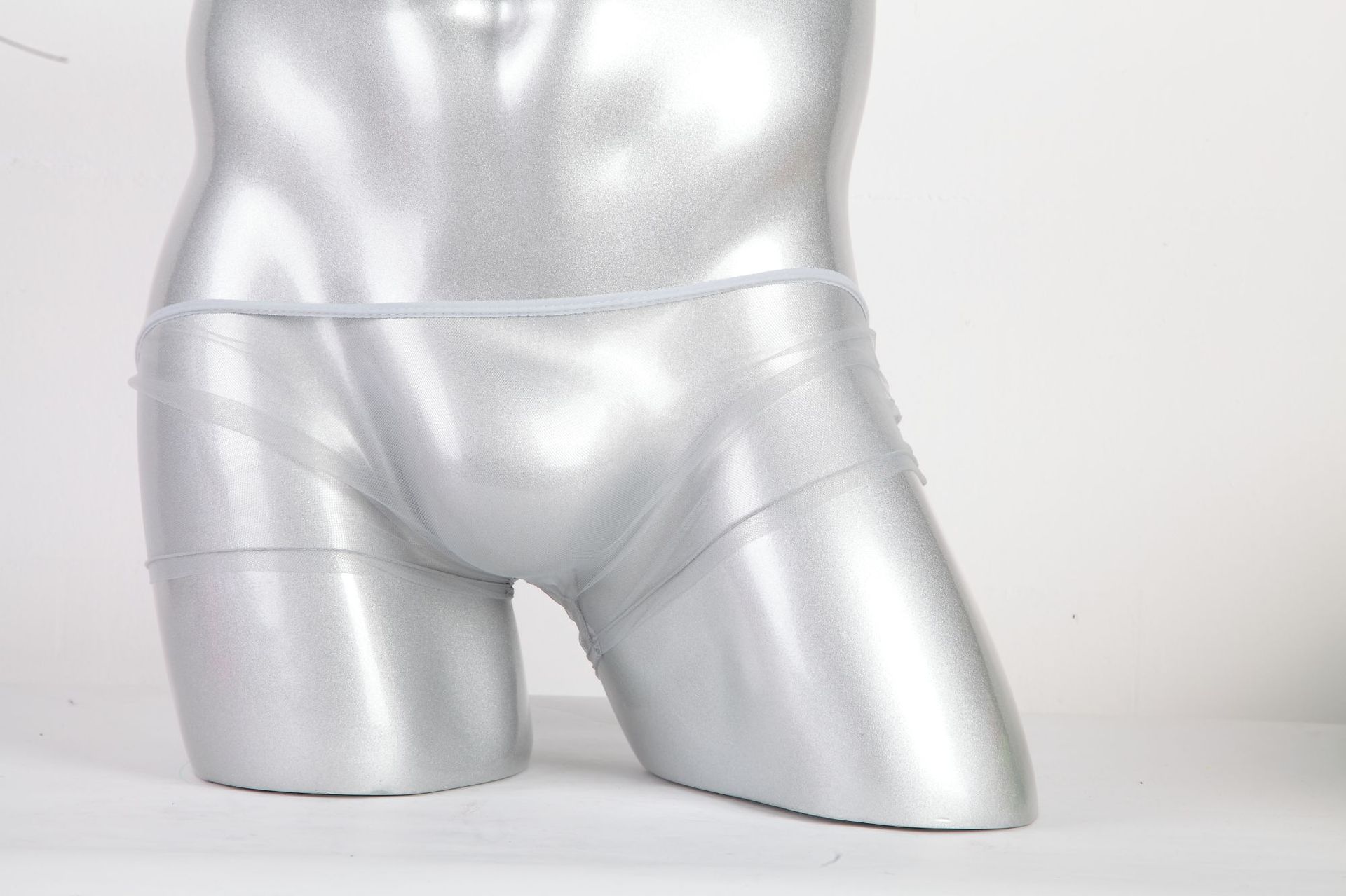 Ropa interior de los hombres de malla delgada ver a través de malla bolsa de cintura baja boxeadores más el tamaño C- 092