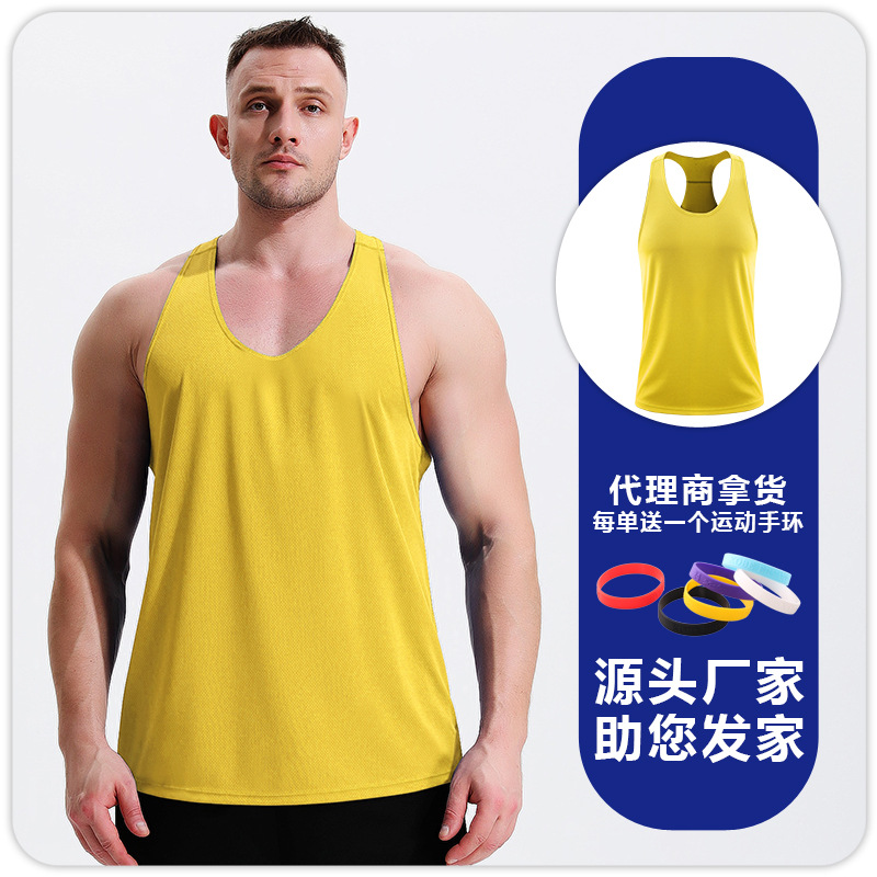 Hombres fitness ocio rápido secado respirado chaleco I entrenamiento muscular carrera profesional de maratón ropa de musculación image 12