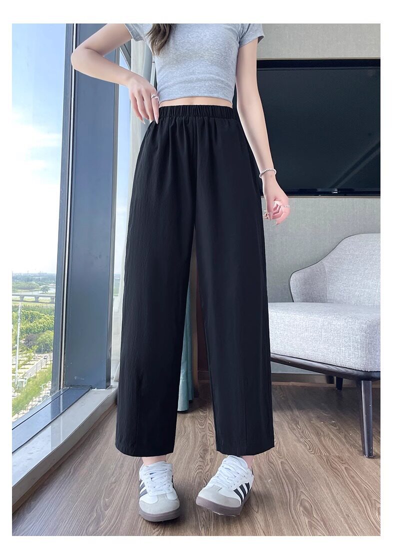 Quần dài nữ ống đứng vải lụa băng mỏng, dáng suông rộng, phong cách Yamamoto, phù hợp mùa hè — Quần hồng 9 chi tiết 38