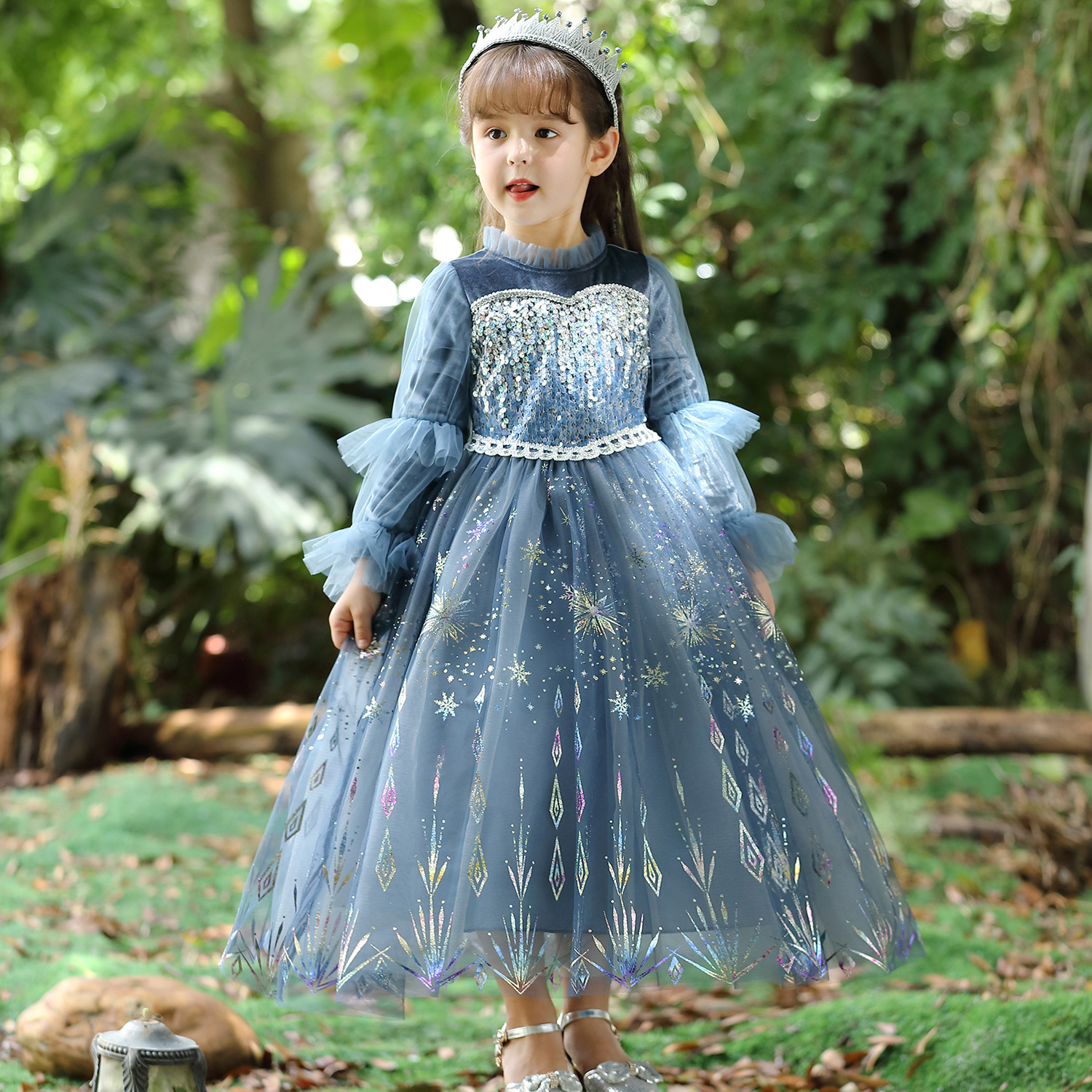 冰雪奇缘儿童爱莎公主裙女童裙子秋冬2021新款艾莎连衣裙elsa
