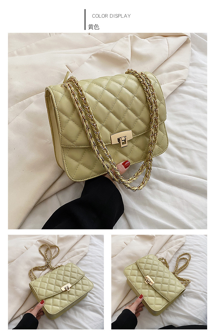 New Rhombus Embossed Braided Chain One-shoulder Small Square Bag 23*18*9cm display picture 20