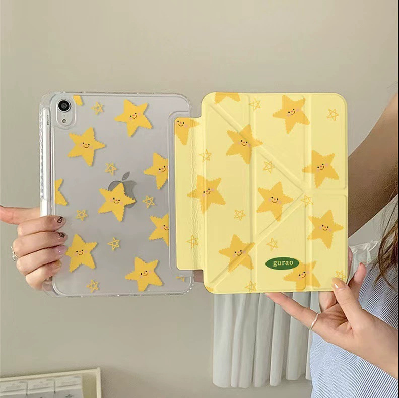 Cartoon Star Y-Fold Tablet Protective Case iPad Air4/5/6/Pro 11 2024/10.2/9.7Ins Style