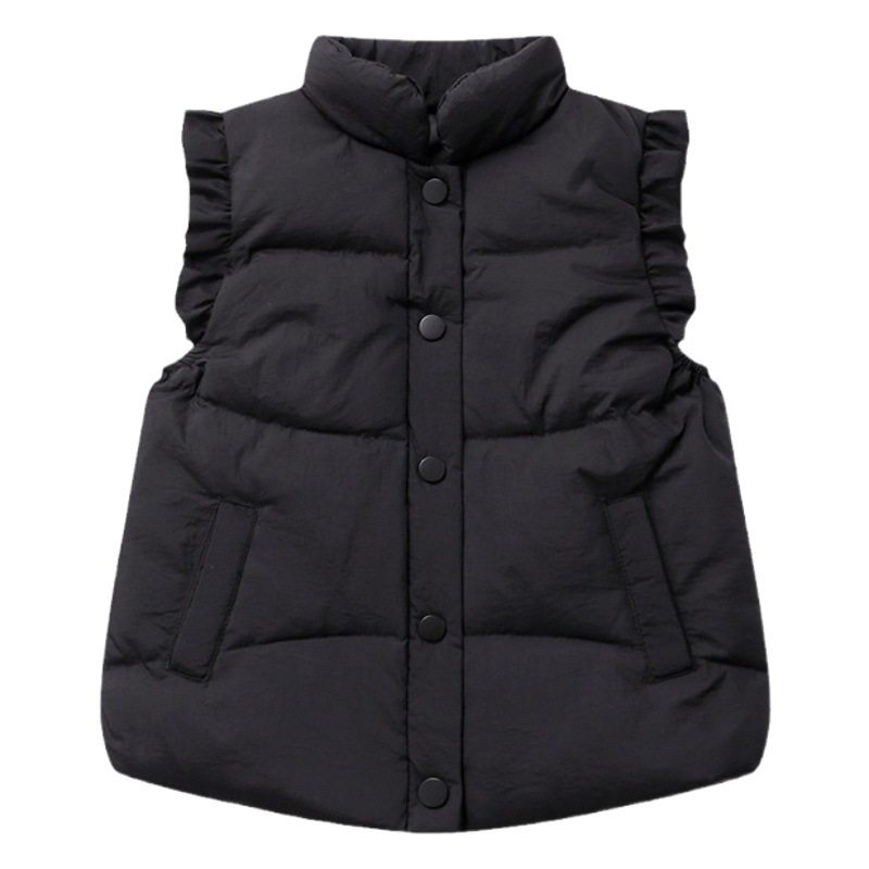 26 Girls' Children's down Vest Autumn and Winter Korean Style Baby Warm Lace Vest Girls' Sleeveless Jacket