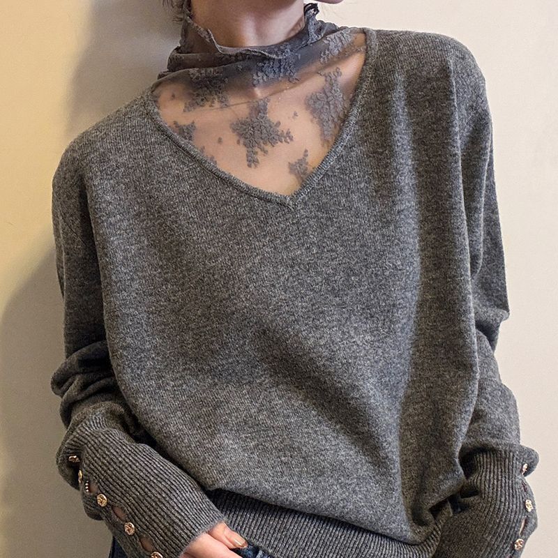 Plus-Size Thermal Lace Mesh Half-Turtleneck Base Shirt for Women, New Autumn and Winter Style, Loose Fit, Slimming Top for Plus-Size Women Plus-Size Thermal Lace Mesh Half-Turtleneck Base Shirt for Women, New Autumn and Winter Style, Loose Fit, Slimming Top for Plus-Size Women