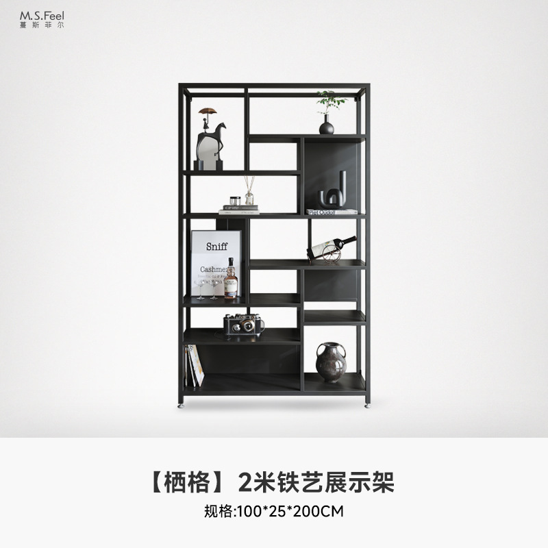 Estante de metal ligero de lujo estante de piso doméstico estante de escritorio estante de decoración de partición estante de exhibición creativa multicapa