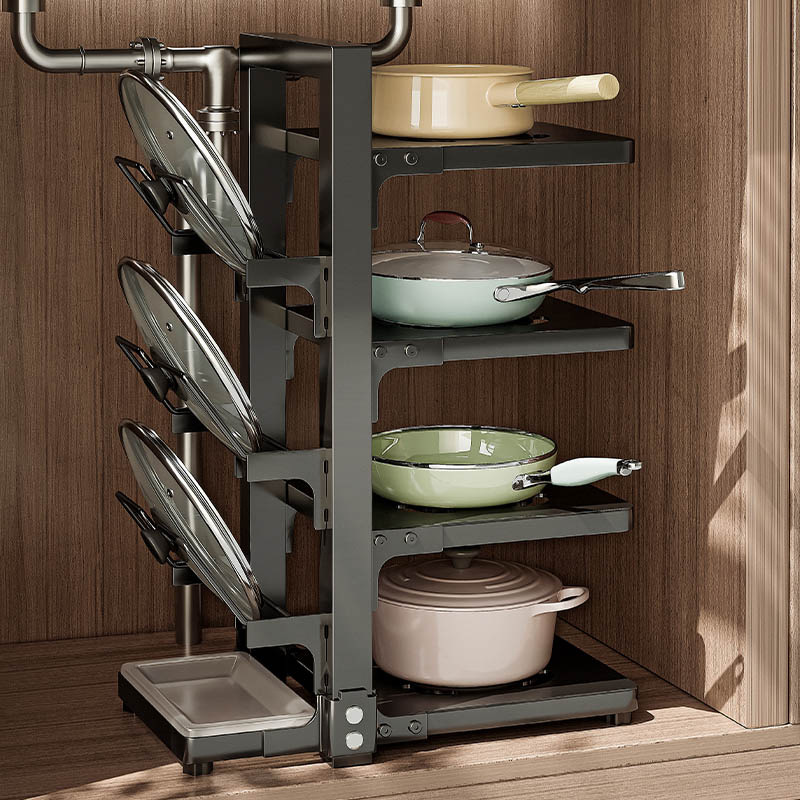 Estante de almacenamiento de cocina estante de almacenamiento de olla Mesa multi-capa hogar multi-funcional fregadero gabinete en capas estante de la olla