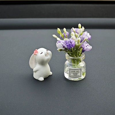 interior decoration ornaments car cute: Car ornaments - fragrant-rabbit-purple-jasmine-vase-free-traceless-glue
