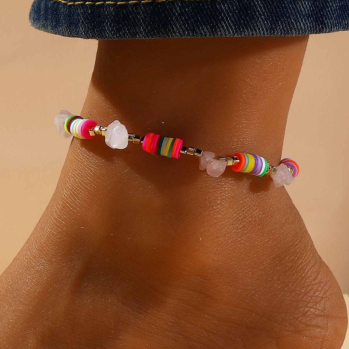 wholesale jewelry ethnic style color soft pottery piece stitching necklace bracelet nihaojewelry