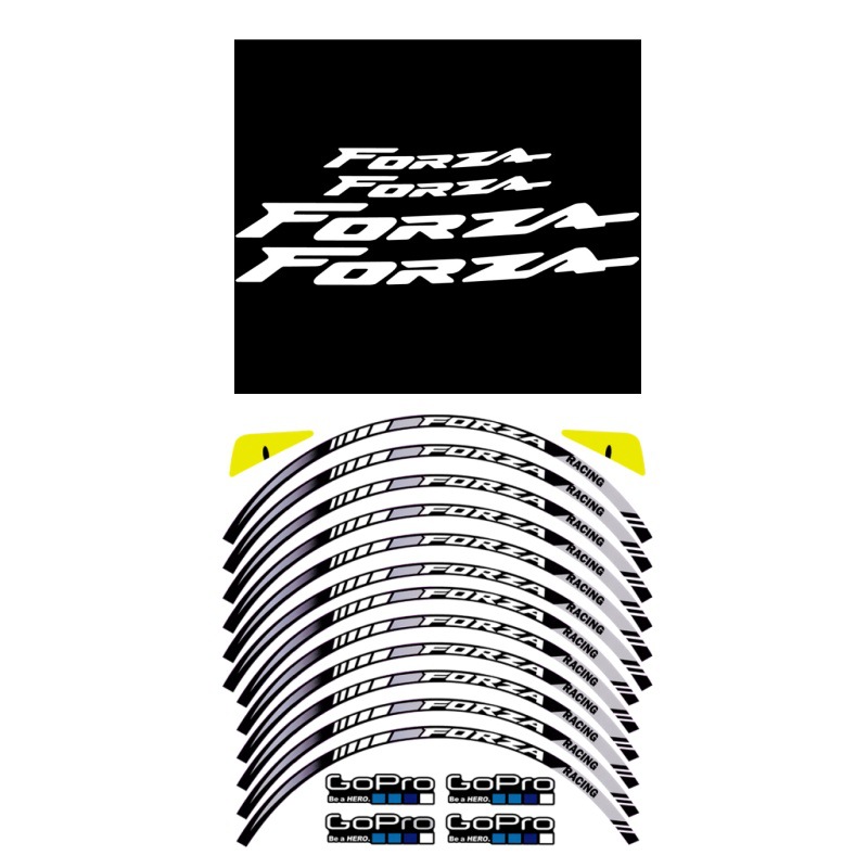 블랙 휠 스티커 + [실버 내부 링] 글자 세트