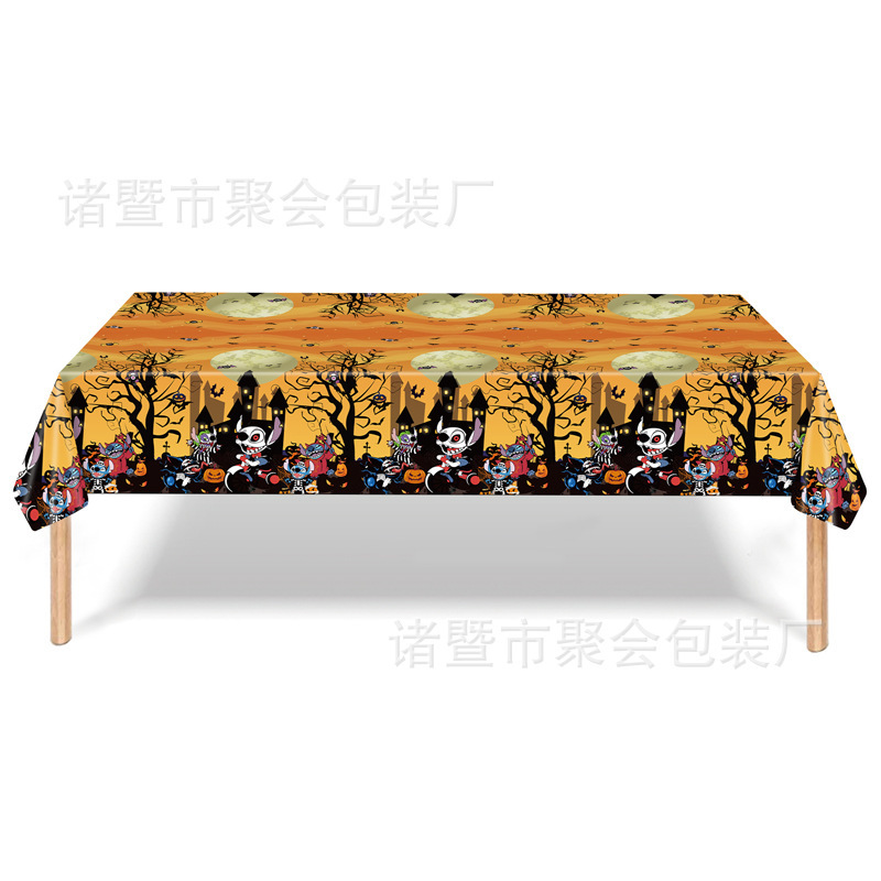 现货史迪奇派对用品万圣节史迪仔一次性桌布pe黄色生日布置装饰品|undefined