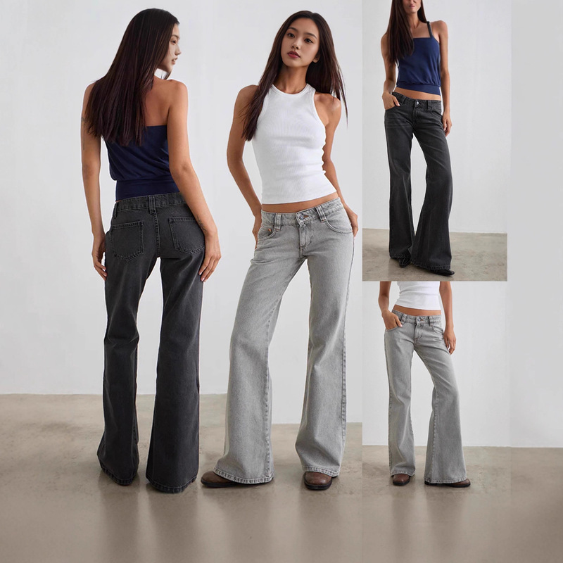 European and American Export Aliexpress Amazon Stretch Slim Pure Color Micro-Flared Denim Pants for Women Women's Jeans European and American Export Aliexpress Amazon Stretch Slim Pure Color Micro-Flared Denim Pants for Women Women's Jeans