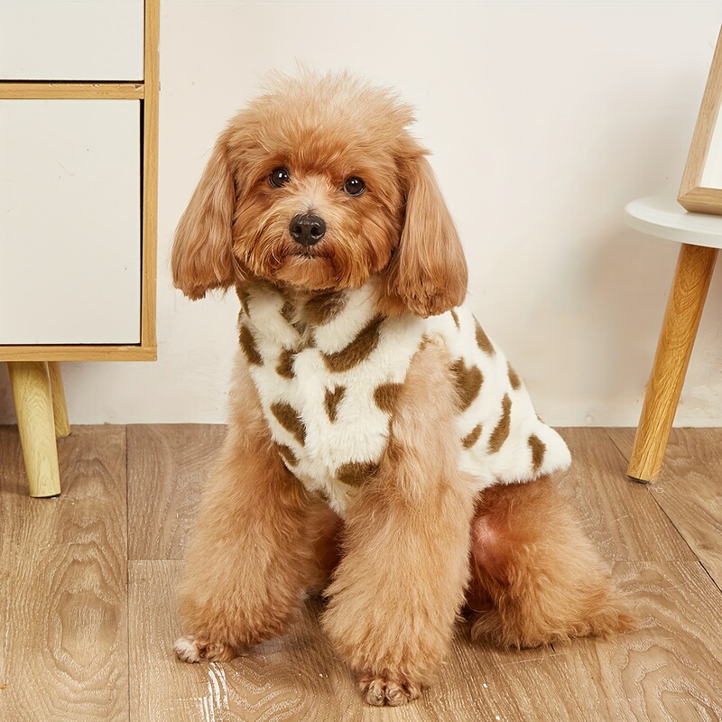 Autumn and Winter Jacket Rabbit Fur Coat with Heart Pattern, D-Ring for Leash Attachment, Thickened and Warm, Suitable for Small and Medium-Sized Dogs Autumn and Winter Jacket Rabbit Fur Coat with Heart Pattern, D-Ring for Leash Attachment, Thickened and Warm, Suitable for Small and Medium-Sized Dogs