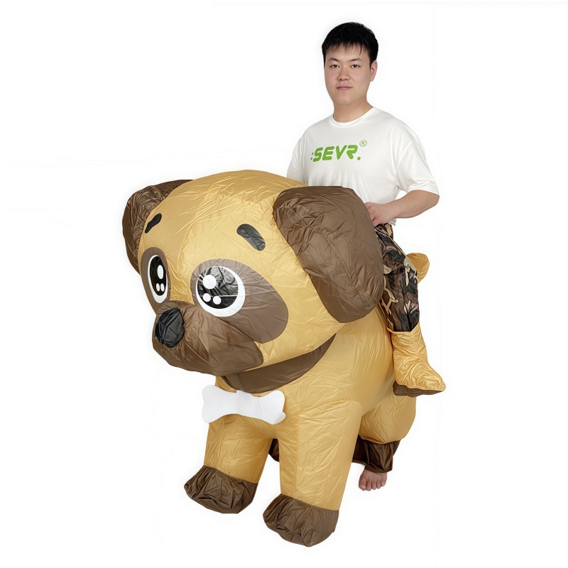 Nuevos cos transfronterizos juegan ropa inflable de gato negro lindo perro amarillo muñeca inflable creativa divertida ropa inflable de dibujos animados