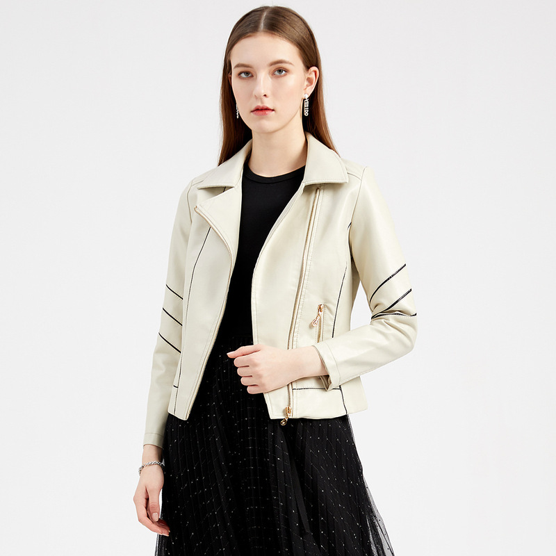 2024 Cross-Border Export Leather Jacket Women's Thin Pu Short Outwear Spring & Fall Jacket Wish Motorcycle Clothing Women's New Style