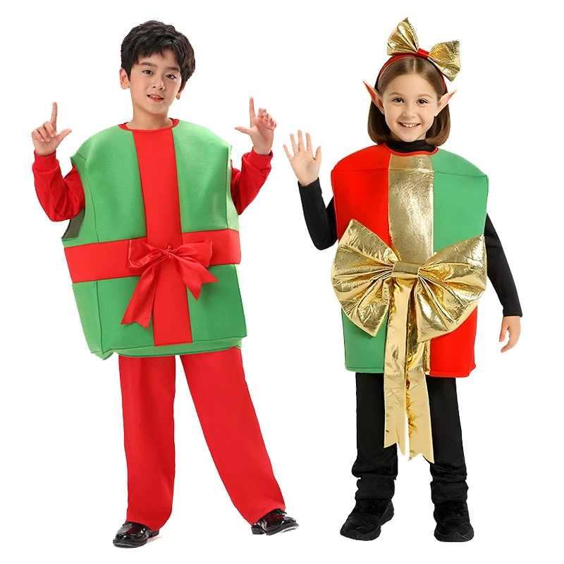 Рождественский костюм детский костюм для выступлений Санта-Клаус в подарочной коробке костюм Рождественский костюм для вечеринок фестиваль Cos костюм для выступлений