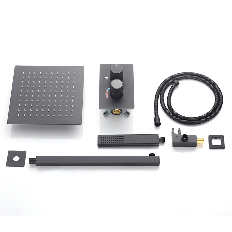 Juego de ducha digital de estilo chino nuevo, totalmente de cobre, para agua caliente y fría, con instalación empotrada oculta para apartamentos y hoteles.