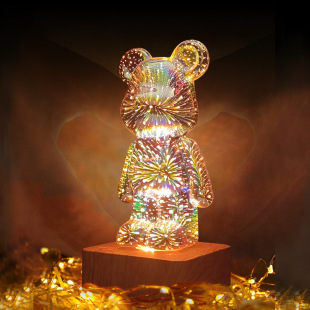 Glowing Bear Night Light Internet Celebrity Violent Bear Table Lamp Bedside Lamp Chinese Valentine's Day Gift Birthday Gift Creative Lamp