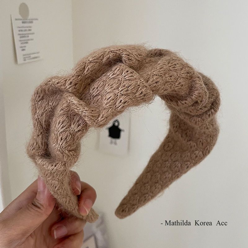 Nuevo estilo coreano a principios de otoño suave estilo retro lana banda de cabeza red temperamento rojo bordes anchos pinzas de cabello de tejido plegado banda de cabello de mujer