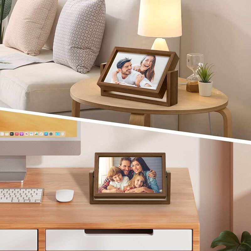 Wooden rotating photo frame desktop desktop floating frame photo frame simple wooden rotating photo frame factory wholesale