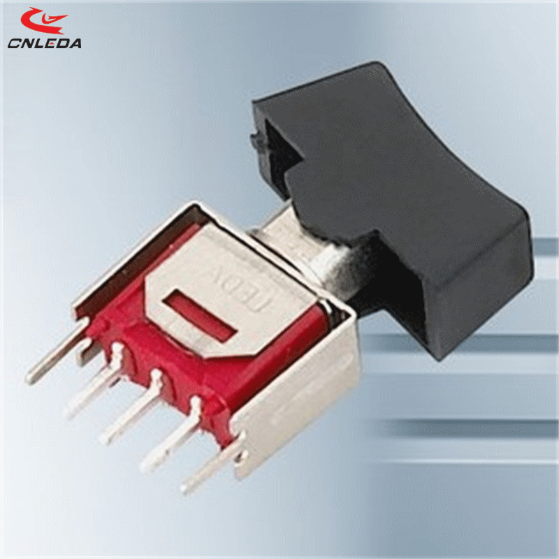 CNLEDA乐达电子 船型开关 红色 钮子开关RS4-102R2立式 直脚 针脚