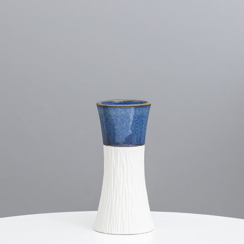 Pequeño jarrón de cerámica azul rojo modelo habitación decoración sala de estar hogar creativo decoración húmeda y seca florero arreglo floral