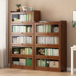 Bookshelf Rack Floor-Standing Bookcase with Door Multi-Layer Desktop Children's Storage Shelf Living Room Simple Display Storage Rack