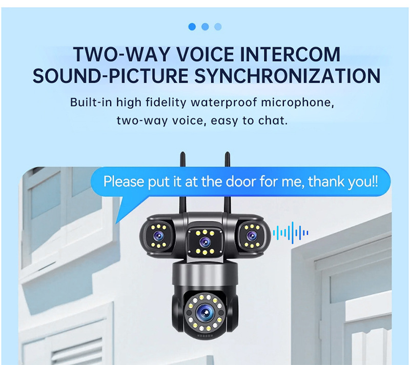 WiFi surveillance camera 4-view HD night vision PTZ