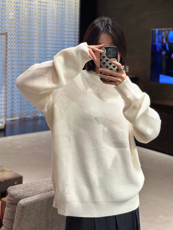 天花板品质25SS潮牌新款驴家基础标识刺绣素色套头针织毛衣男女潮|undefined